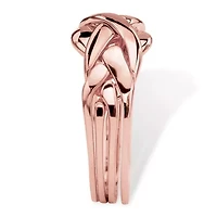 14k Rose Gold-Plated Commitment Symbol Puzzle Ring