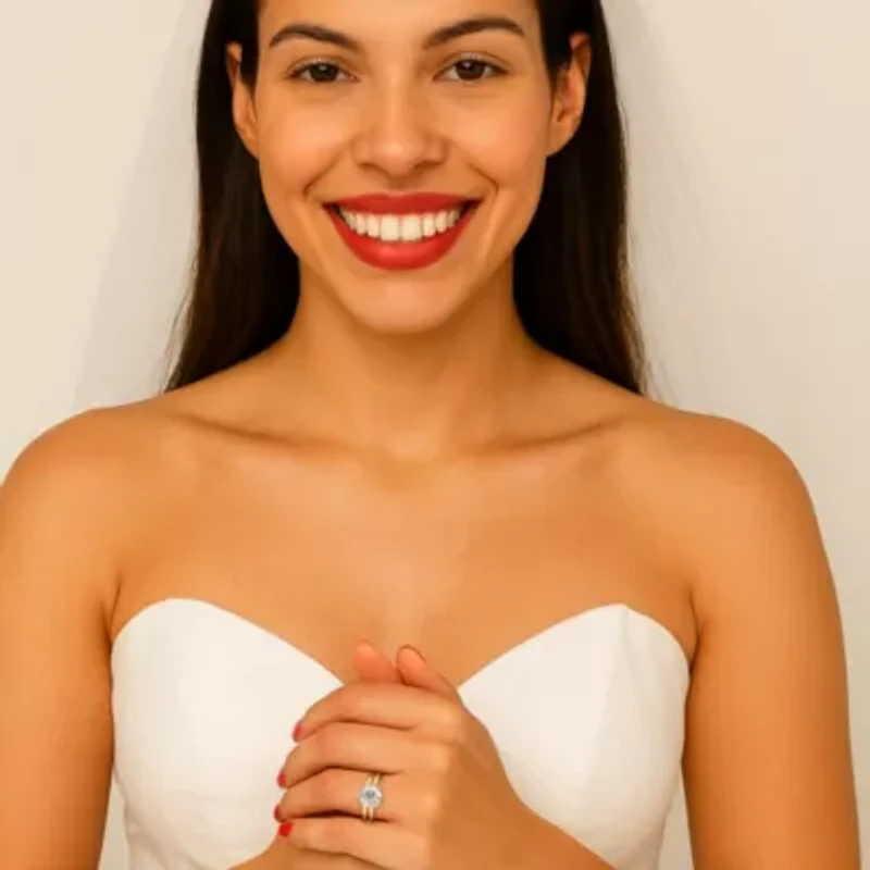 2 Cttw. Cubic Zirconia 18k Gold-Plated 2-Piece Solitaire Wedding Ring Set