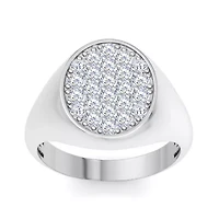 Lab Created Mens Carat Oval Grown Diamond Cluster Ring Sterling Silver