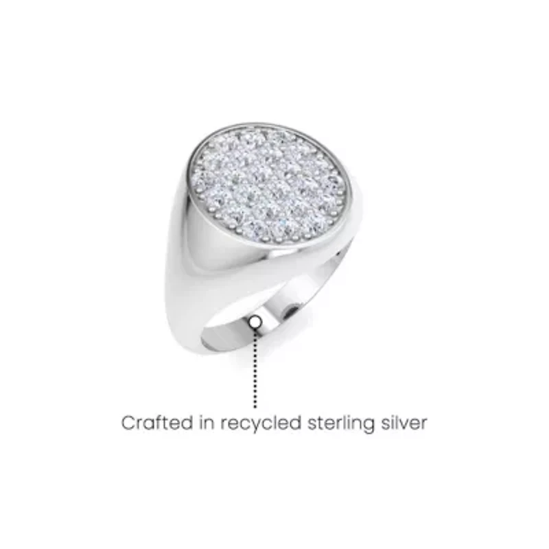 Lab Created Mens Carat Oval Grown Diamond Cluster Ring Sterling Silver