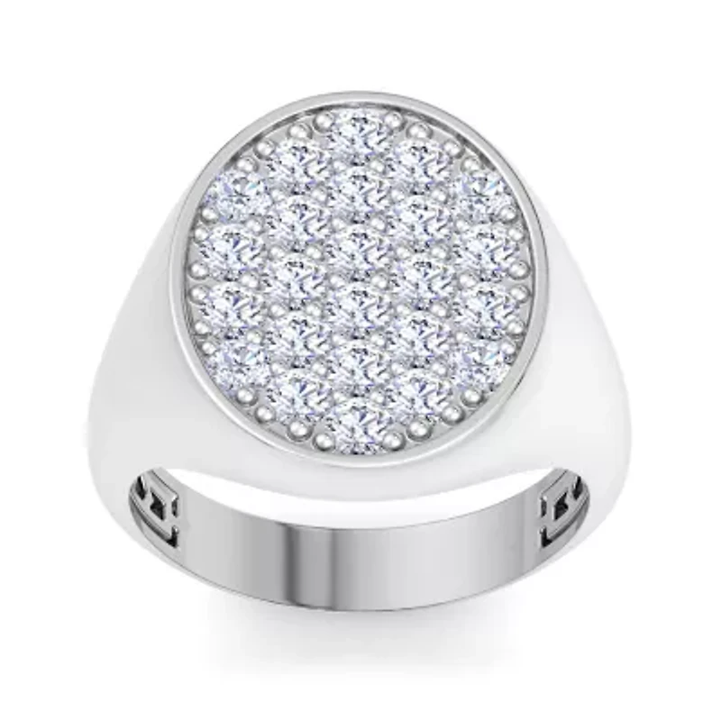 Lab Created Mens Carat Oval Grown Diamond Cluster Ring Sterling Silver