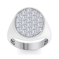 Lab Created Mens Carat Oval Grown Diamond Cluster Ring Sterling Silver