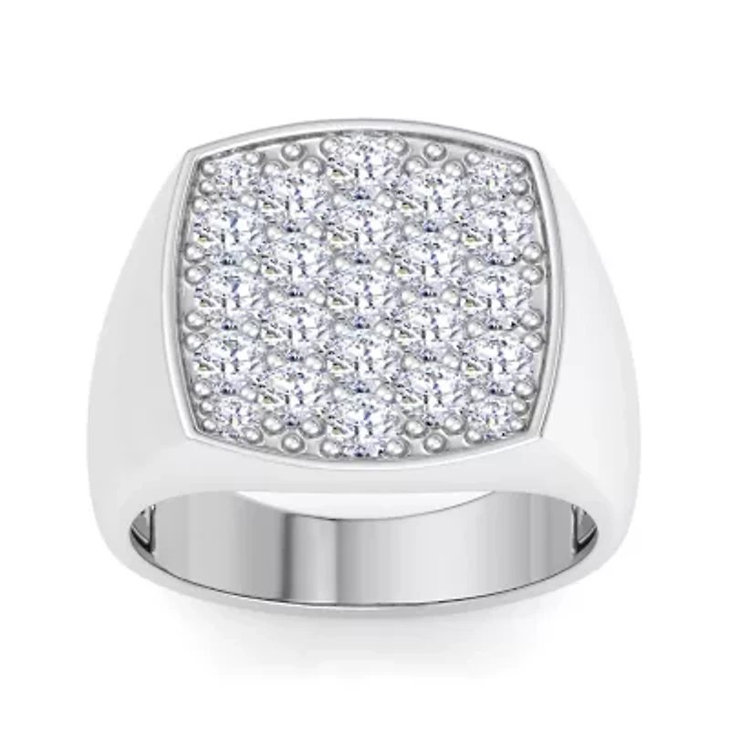 Lab Created Mens Carat Cushion Grown Diamond Cluster Ring Sterling Silver