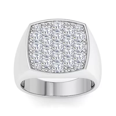 Lab Created Mens Carat Cushion Grown Diamond Cluster Ring Sterling Silver