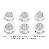 Lab Created Mens Carat Cushion Grown Diamond Cluster Ring Sterling Silver