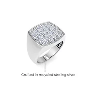 Lab Created Mens Carat Cushion Grown Diamond Cluster Ring Sterling Silver