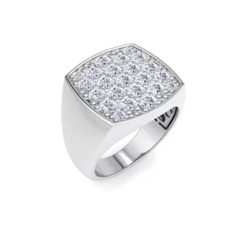 Lab Created Mens Carat Cushion Grown Diamond Cluster Ring Sterling Silver