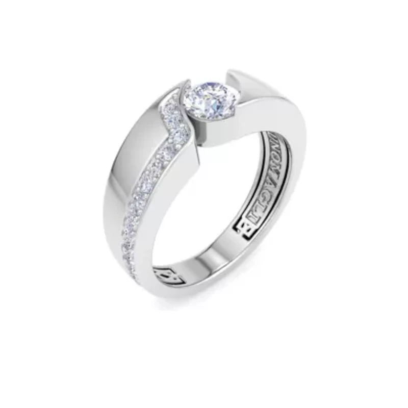 Lab Created Mens 1 Carat Round Shape Grown Diamond Floating Ring Sterling Silver