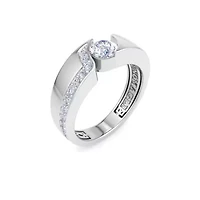 Lab Created Mens 1 Carat Round Shape Grown Diamond Floating Ring Sterling Silver