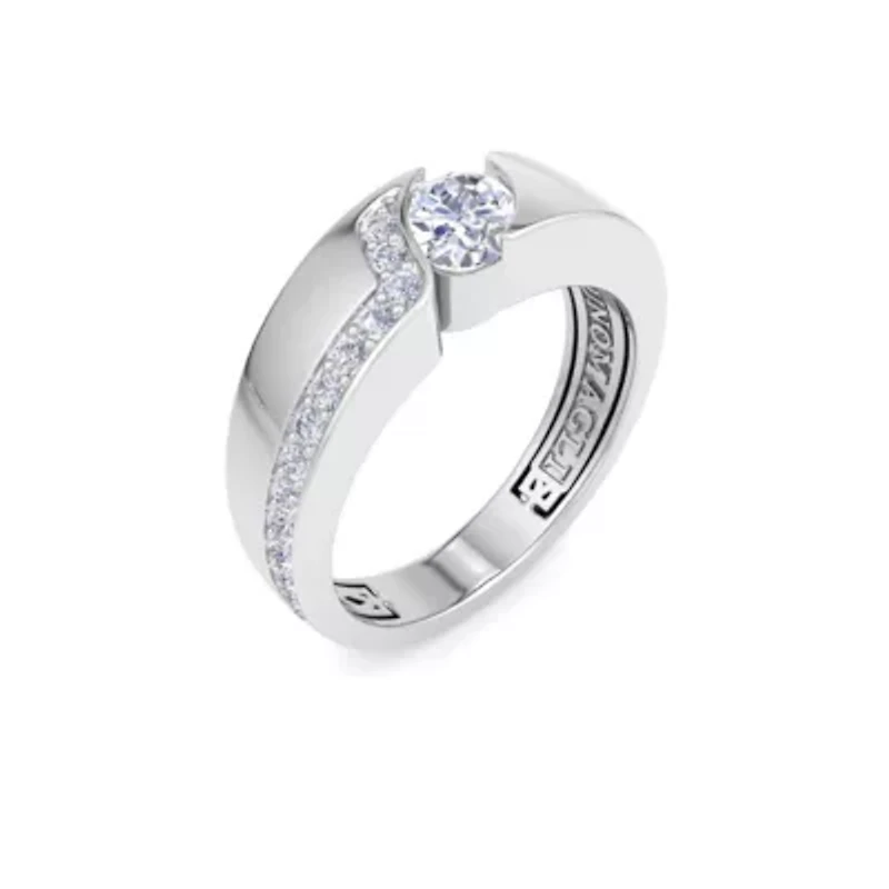 Lab Created Mens 1 Carat Oval Shape Grown Diamond Floating Ring Sterling Silver