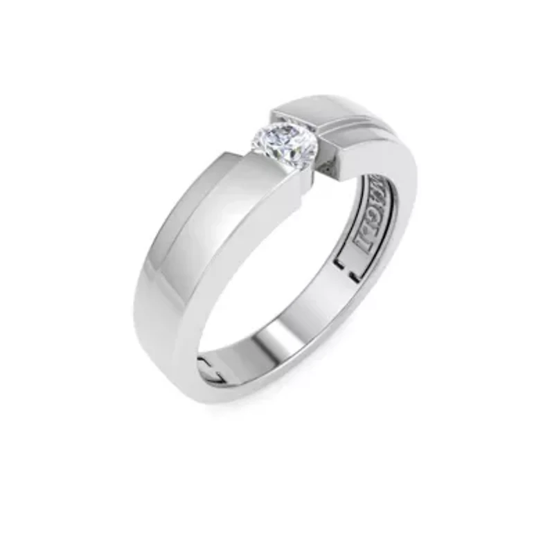 Lab Created Mens 1/ Carat Round Shape Grown Diamond Floating Solitaire Ring Sterling Silver