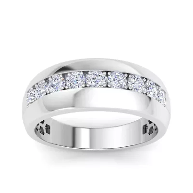 Lab Created Mens 1 Carat Classic Grown Diamond Ring Sterling Silver