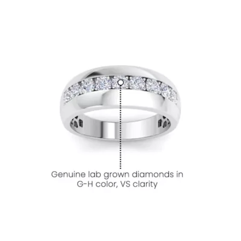 Lab Created Mens 1 Carat Classic Grown Diamond Ring Sterling Silver