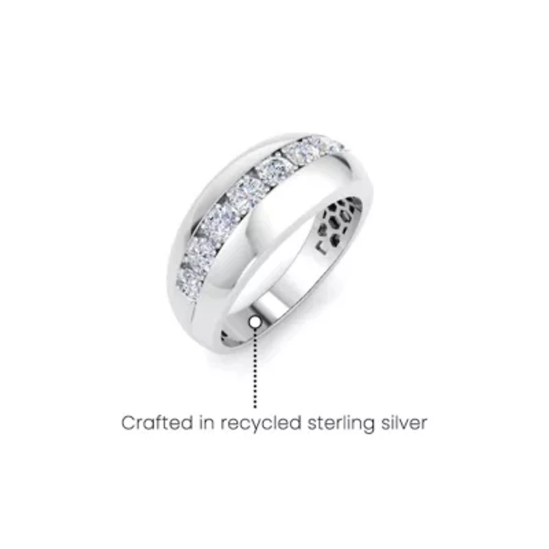 Lab Created Mens 1 Carat Classic Grown Diamond Ring Sterling Silver
