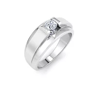 Lab Created Mens 1/ Carat Round Shape Grown Diamond Solitaire Ring Sterling Silver