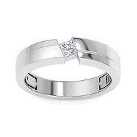 Lab Created Mens 1/ Carat Princess Cut Grown Diamond Floating Solitaire Ring Sterling Silver