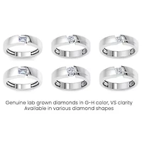Lab Created Mens 1/ Carat Princess Cut Grown Diamond Floating Solitaire Ring Sterling Silver