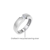 Lab Created Mens 1/ Carat Princess Cut Grown Diamond Floating Solitaire Ring Sterling Silver