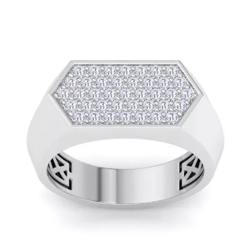 Lab Created Mens Carat Grown Diamond Cluster Ring Sterling Silver