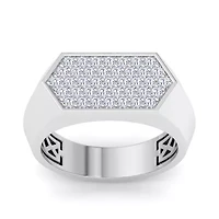 Lab Created Mens Carat Grown Diamond Cluster Ring Sterling Silver