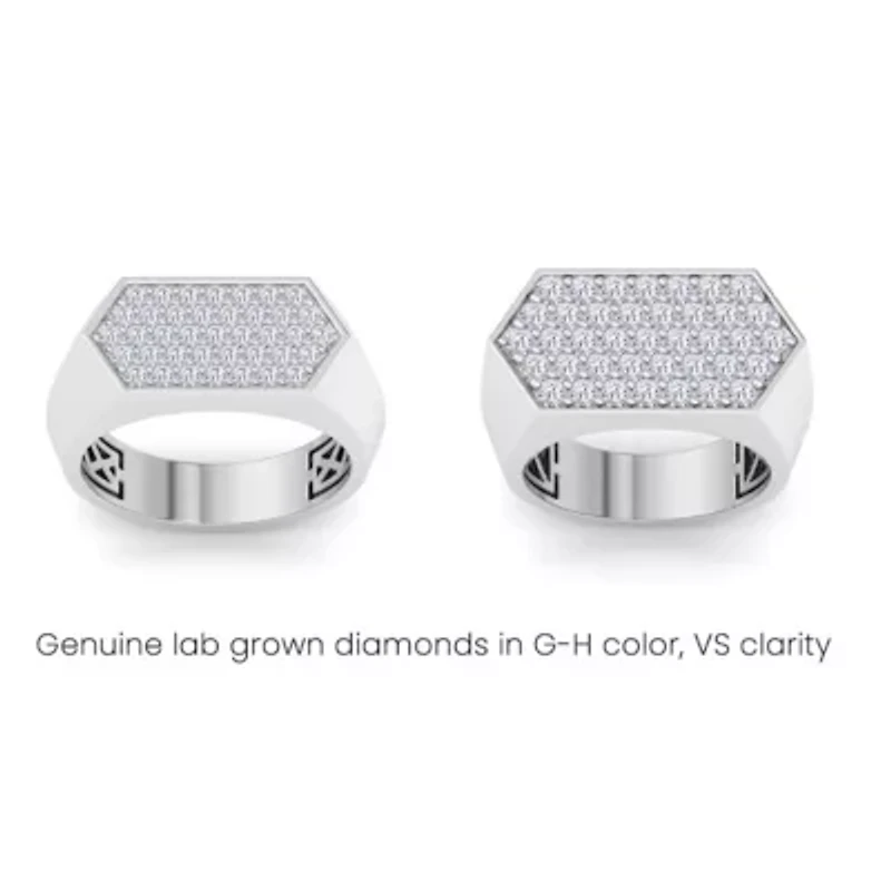 Lab Created Mens Carat Grown Diamond Cluster Ring Sterling Silver