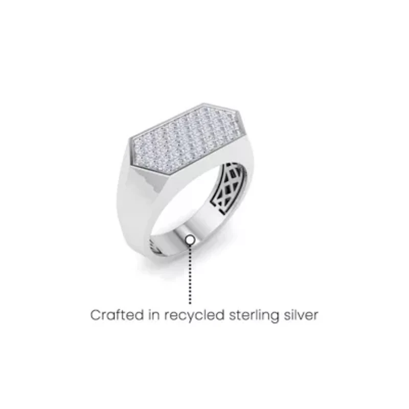 Lab Created Mens Carat Grown Diamond Cluster Ring Sterling Silver