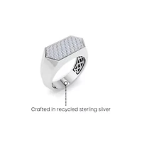 Lab Created Mens Carat Grown Diamond Cluster Ring Sterling Silver