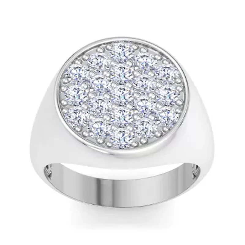 Lab Created Mens Carat Round Grown Diamond Cluster Ring Sterling Silver