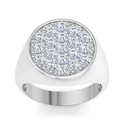 Lab Created Mens 2 Carat Round Grown Diamond Cluster Ring Sterling Silver