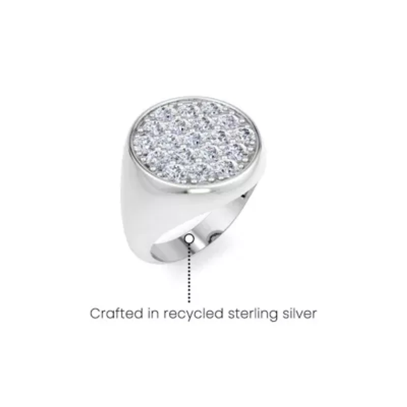 Lab Created Mens Carat Round Grown Diamond Cluster Ring Sterling Silver
