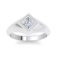 Lab Created Mens 1 Carat Princess Cut Grown Diamond Solitaire Ring Sterling Silver