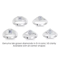 Lab Created Mens 1 Carat Princess Cut Grown Diamond Solitaire Ring Sterling Silver