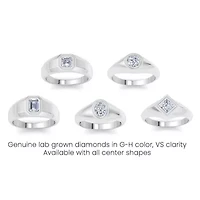 Lab Created Mens 1 Carat Asscher Cut Grown Diamond Solitaire Ring Sterling Silver