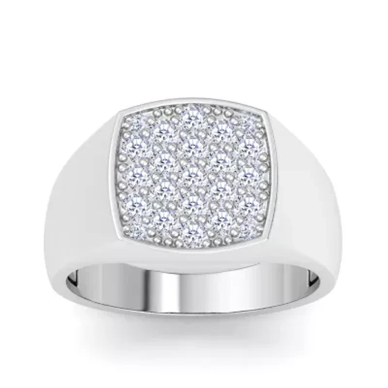 Lab Created Mens Carat Cushion Grown Diamond Cluster Ring Sterling Silver