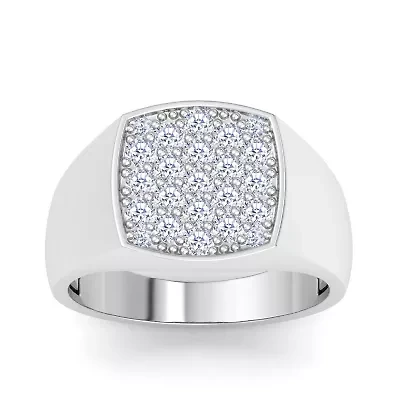 Lab Created Mens 1 Carat Cushion Grown Diamond Cluster Ring Sterling Silver