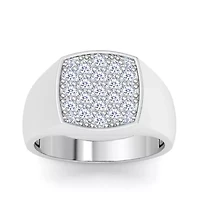 Lab Created Mens Carat Cushion Grown Diamond Cluster Ring Sterling Silver