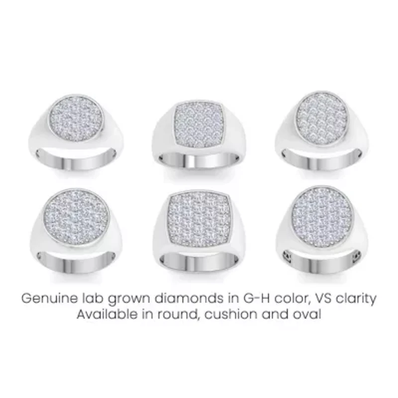 Lab Created Mens Carat Cushion Grown Diamond Cluster Ring Sterling Silver