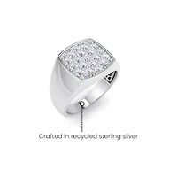 Lab Created Mens Carat Cushion Grown Diamond Cluster Ring Sterling Silver