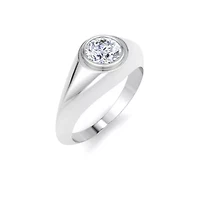 Lab Created Mens 1/ Carat Round Shape Grown Diamond Solitaire Ring Sterling Silver