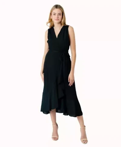 Faux Wrap Midi Dress