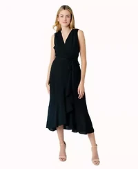 Faux Wrap Midi Dress