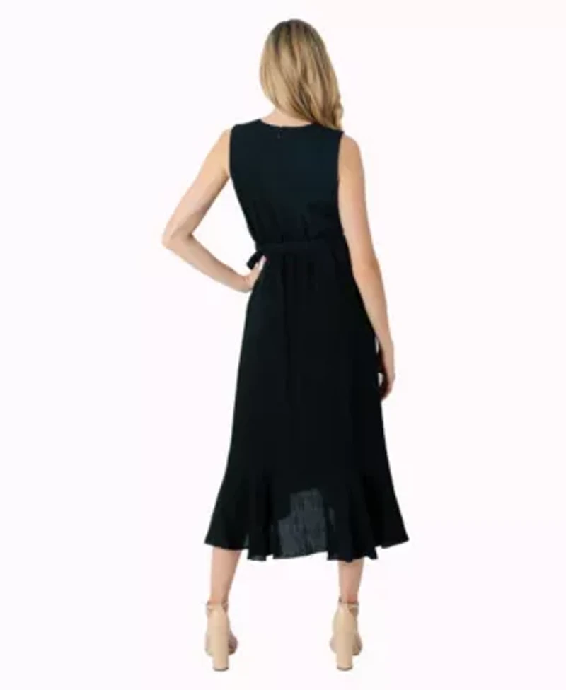 Faux Wrap Midi Dress