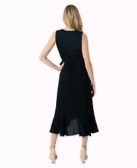 Faux Wrap Midi Dress