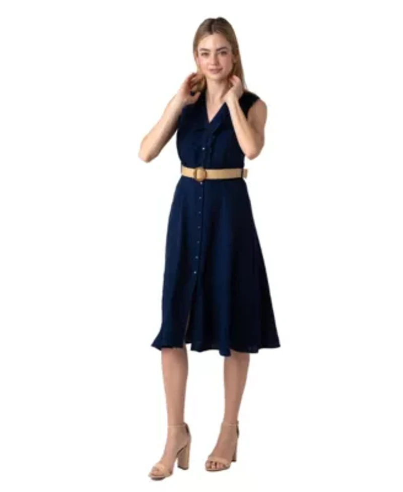 Midi Shirt Dress With Ruffles