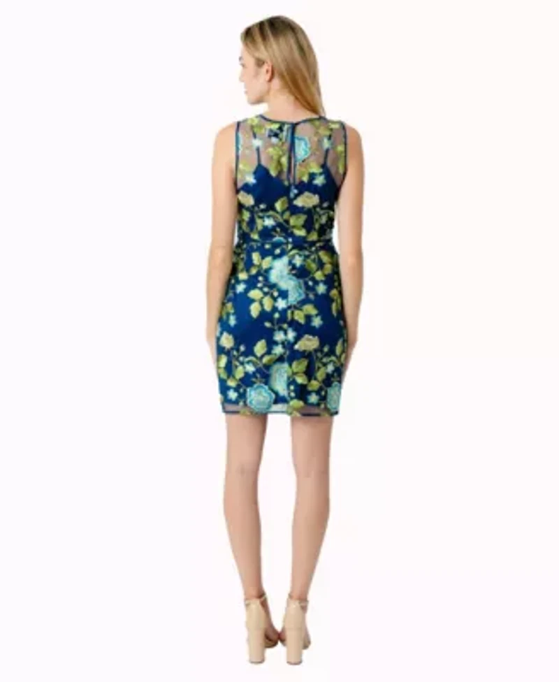 Lime Floral Sleeveless Mini Dress