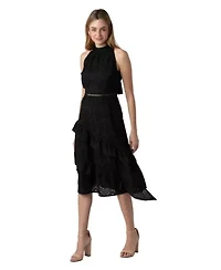 Eyelet High Neck Dress