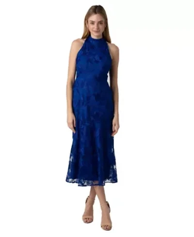 Leafy Rose Outlined Midi Sleeveless Dress