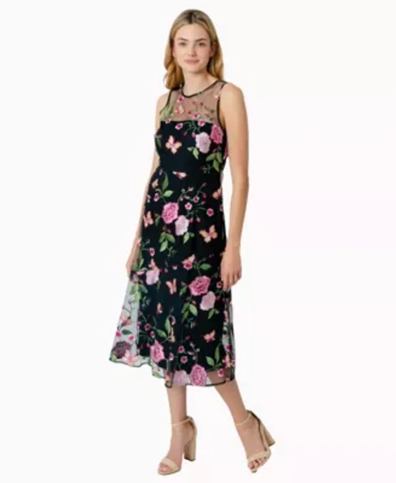 Butterfly Rose Midi Dress