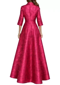 Women's 3/4 Sleeve Taffeta Shirtdress Gown