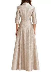 Women's 3/4 Sleeve Jacquard Shirtdress Gown